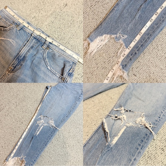 American Eagle Outfitters Light Blue Distressed Straight Leg Jeans Short 2 - Picture 3 of 8